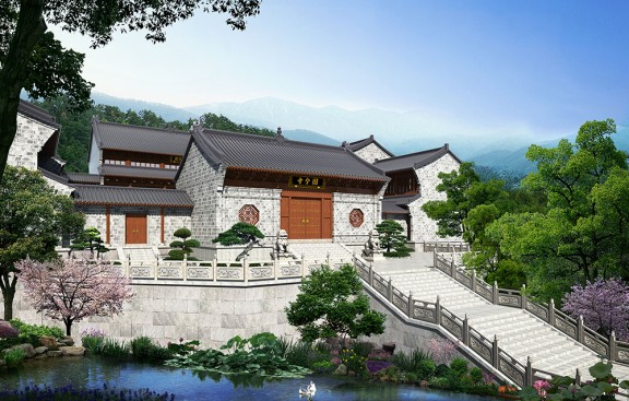 宁波寺院建筑布局平面图设计与僧寮客堂斋堂功能分区